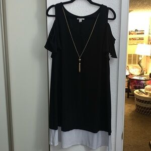 CB black dress with shoulder detail and jewelry built in! Size XL
